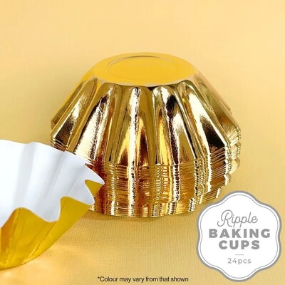 Metallic Gold Ripple Baking Cups Pk 24