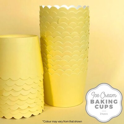 Pastel Yellow Scalloped Edge Paper Baking Cups Pk 24