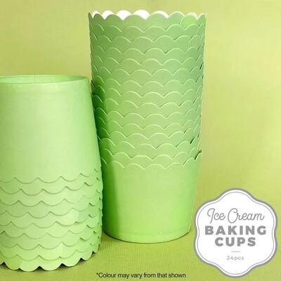 Pastel Green Scalloped Edge Paper Baking Cups Pk 24