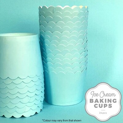 Pastel Blue Scalloped Edge Paper Baking Cups Pk 24