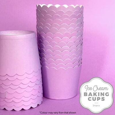 Lilac Scalloped Edge Paper Baking Cups Pk 24