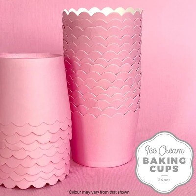 Pastel Pink Scalloped Edge Paper Baking Cups Pk 24