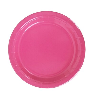 Magenta Hot Pink Round 23cm Paper Plates Pk 20