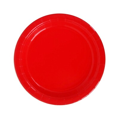 Cherry Red Round 23cm Paper Plates Pk 20