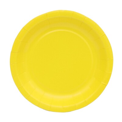 Yellow Round 18cm Paper Plates Pk 20