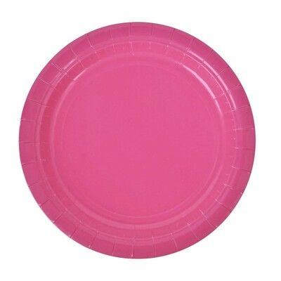 Magenta Hot Pink Round 18cm Paper Plates Pk 20