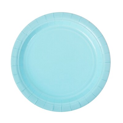 Sky Blue Round 18cm Paper Plates Pk 20