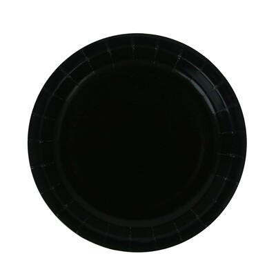 Black Round 18cm Paper Plates Pk 20