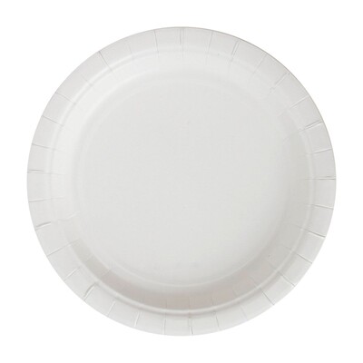 White Round 18cm Paper Plates Pk 20