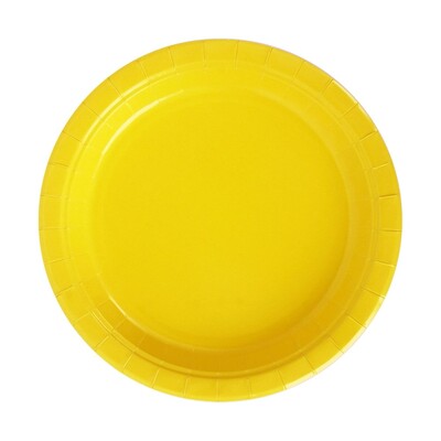 Yellow Round 23cm Paper Plates Pk 20