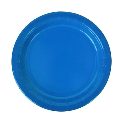 Azure Royal Blue Round 23cm Paper Plates Pk 20