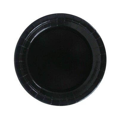 Black Round 23cm Paper Plates Pk 20