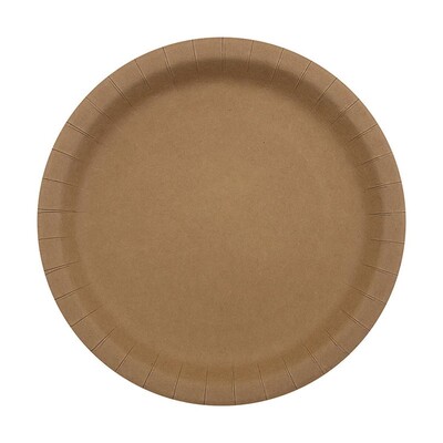 Kraft Brown Eco Round 23cm Paper Plates Pk 12