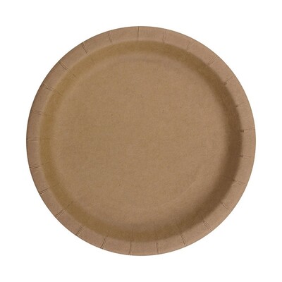 Kraft Brown Eco Round 18cm Paper Plates Pk 12