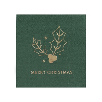 Ginger Ray Green & Gold Traditional Touches Cocktail Napkins Pk 16