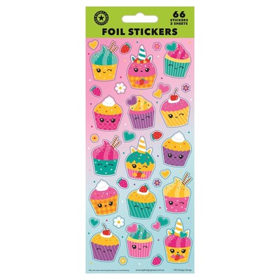 Cute Cupcakes Foil Stickers (2 Sheets 66 Stickers)