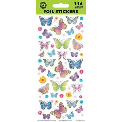 Butterfly Foil Stickers (2 Sheets 116 Stickers)