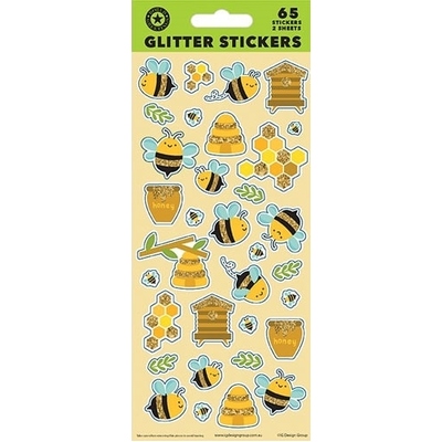 Bees Glitter Stickers (2 Sheets 65 Stickers)