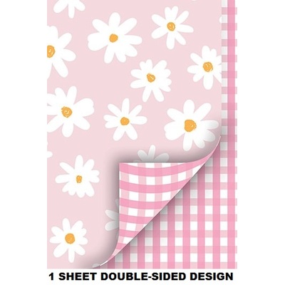 Daisy & Gingham Double Sided Gift Wrap 1 Sheet