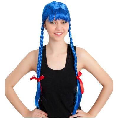 Long Blue Plaits Wig Oktoberfest Cosplay