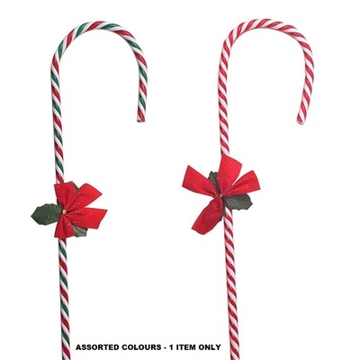 Plastic Candy Cane & Bow Christmas Decoration 81cm Assorted