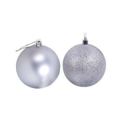 Silver Christmas Tree Baubles Decorations (Pk 6)