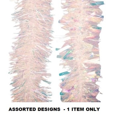 Assorted Iridescent White Christmas Tinsel Decoration 2m Pk 1