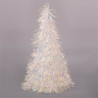 Iridescent Tinsel Cone Christmas Tree Decoration 25cm