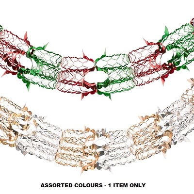 Assorted Colour Foil Christmas Garland Decoration 2m Pk 1