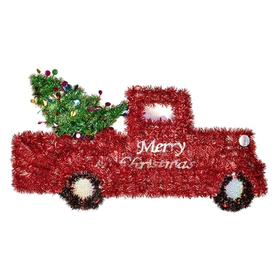 Christmas Tinsel Truck with Tree Wall Decoration 63x32cm