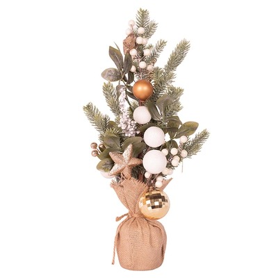 Mini Christmas Tree White Berries Baubles Table Decoration 50cm