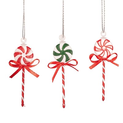 Christmas Lollipop Tree Ornament Decorations 8cm Pk 3