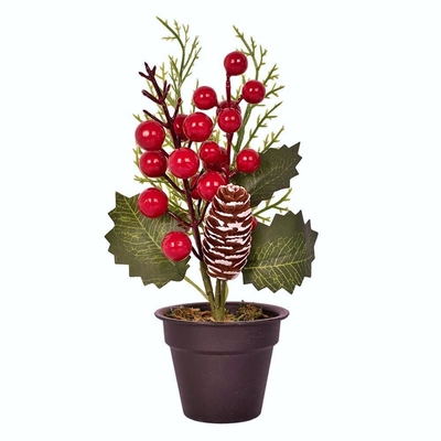 Christmas Foliage & Berries in Pot Table Decoration 20cm