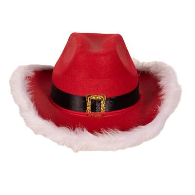 Adult Christmas Red & White Santa Cowboy Hat