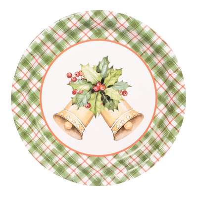 Jingle Bells Christmas Paper Lunch Plates 23cm Pk 12