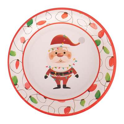 Merry & Bright Christmas Paper Plates 18cm Pk 12