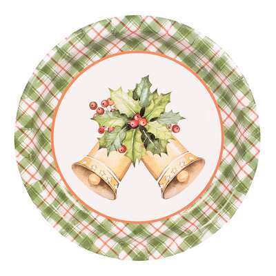 Jingle Bells Christmas Paper Plates 18cm Pk 12