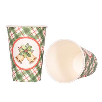 Jingle Bells Christmas Paper Cups 266ml Pk 12