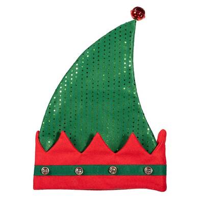 Adult Christmas Elf Hat with Bells