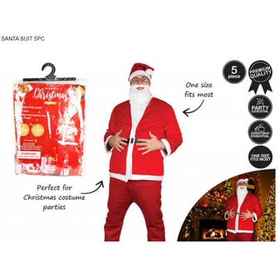 Christmas Santa Suit 5 Piece Costume Set (One Size)